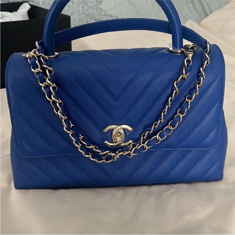 Royal blue chanel coco bag
